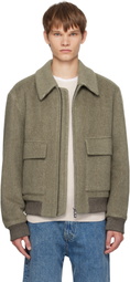 BOSS Khaki Regular-Fit Herringbone-Patterned Jacket
