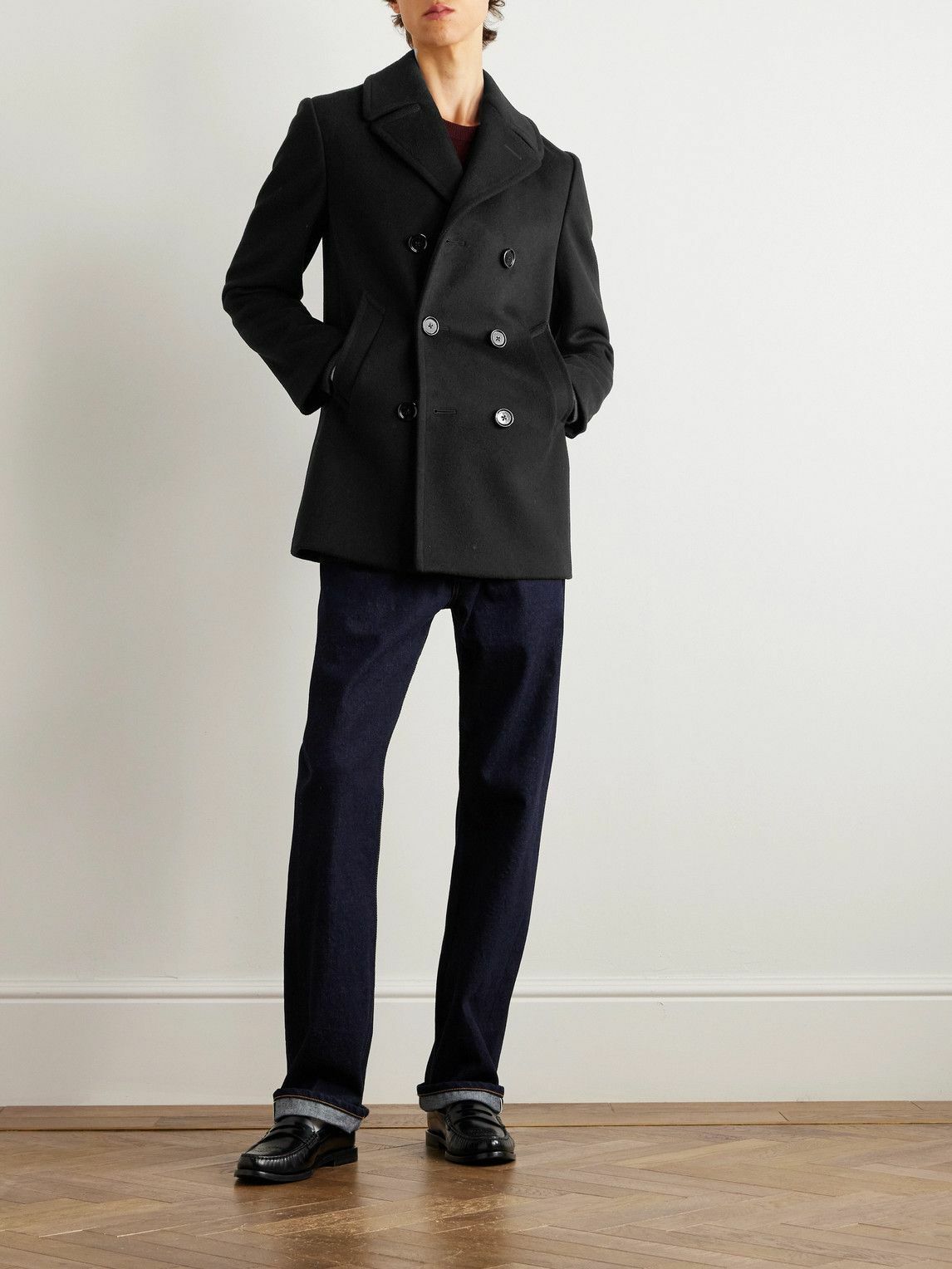 CELINE - Slim-Fit Double-Breasted Cashmere Coat - Black
