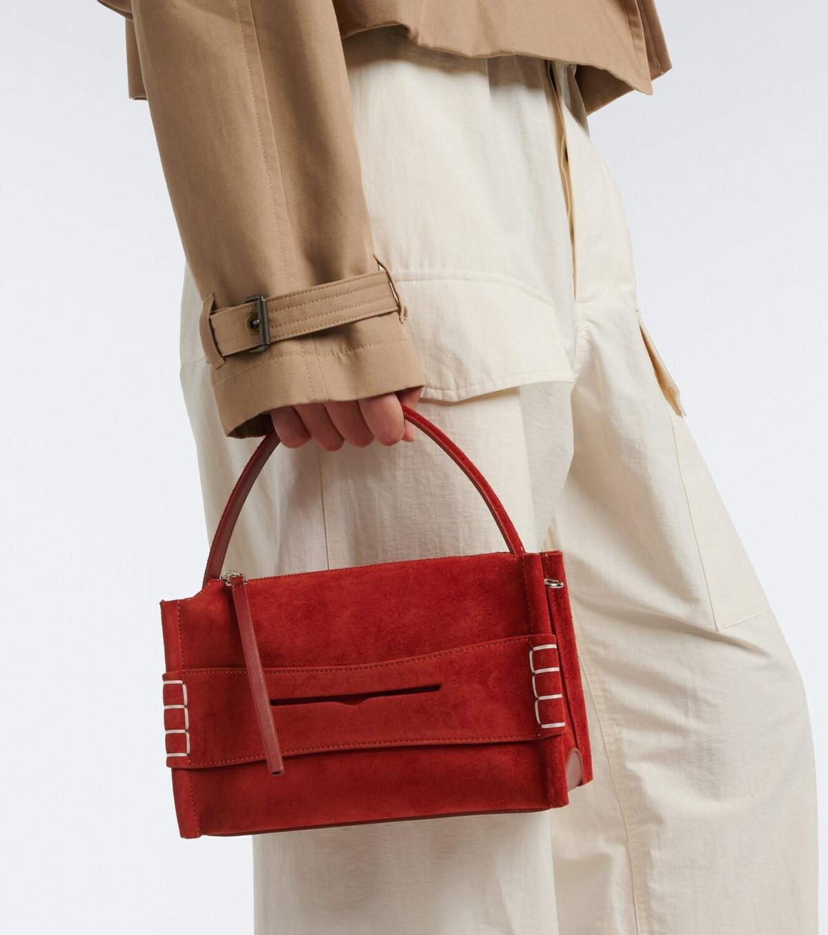 JW Anderson Loafer Small suede top-handle bag