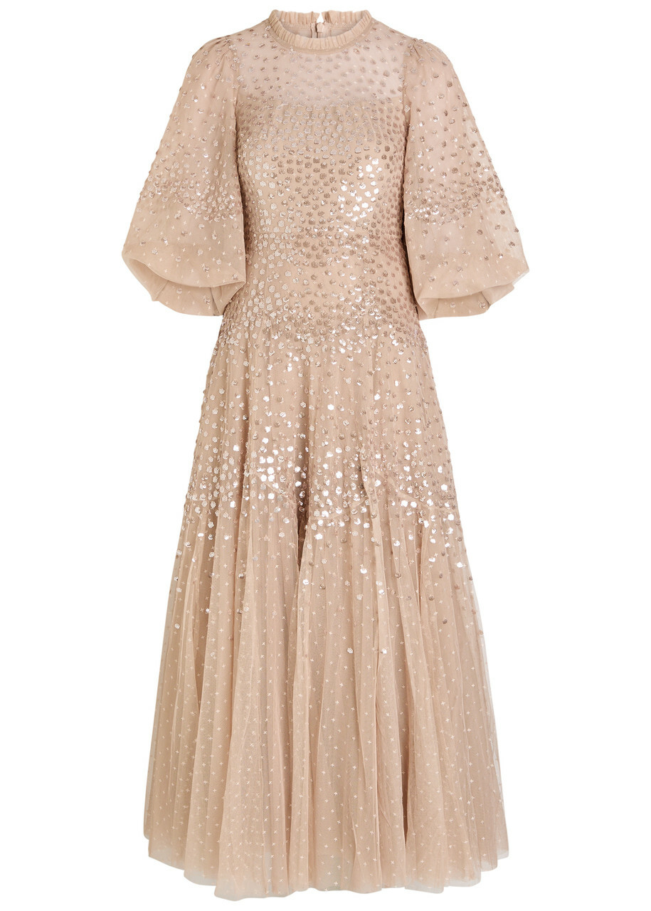 Needle & Thread Sequin-embellished Tulle Gown Light Pink