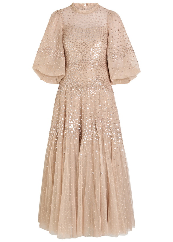 Photo: Needle & Thread Sequin-embellished Tulle Gown Light Pink