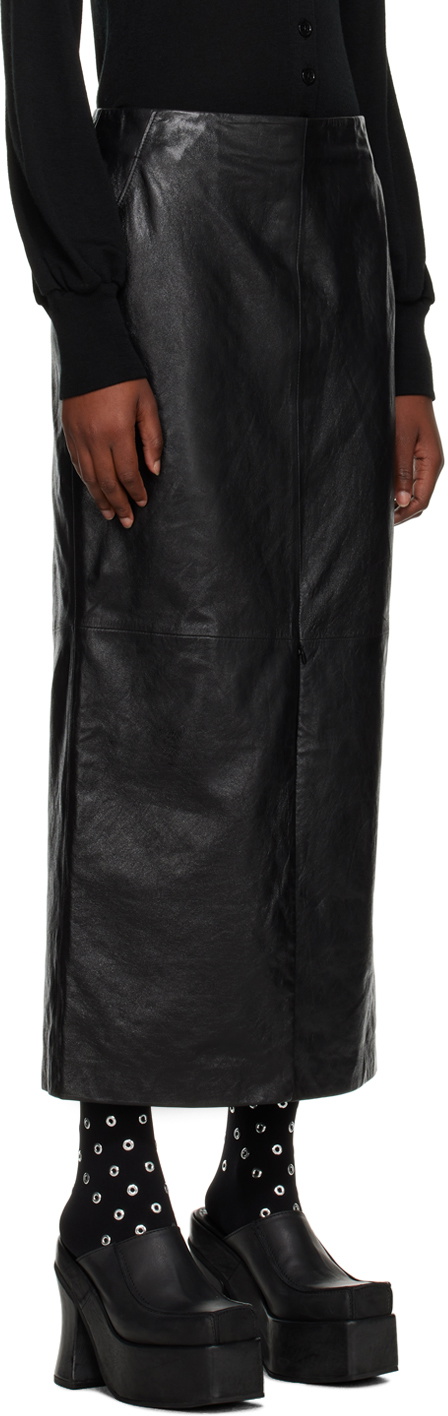 Maiden Name Black Alice Leather Midi Skirt