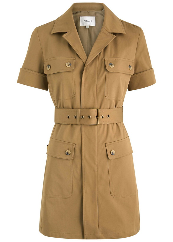 Photo: Frame The Safari Belted Stretch-cotton Mini Dress Khaki