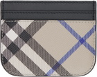 Burberry Black & Beige Check Card Holder
