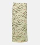 Ganni Printed organza wrap skirt