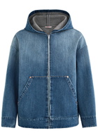 Valentino Hooded Denim Jacket Mid Blu