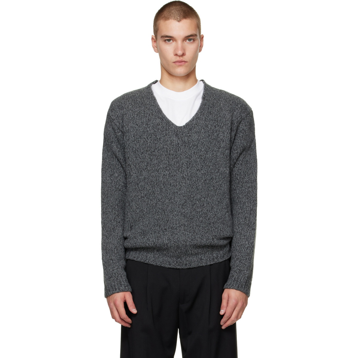 OUR LEGACY Gray Link V-Neck Sweater Our Legacy