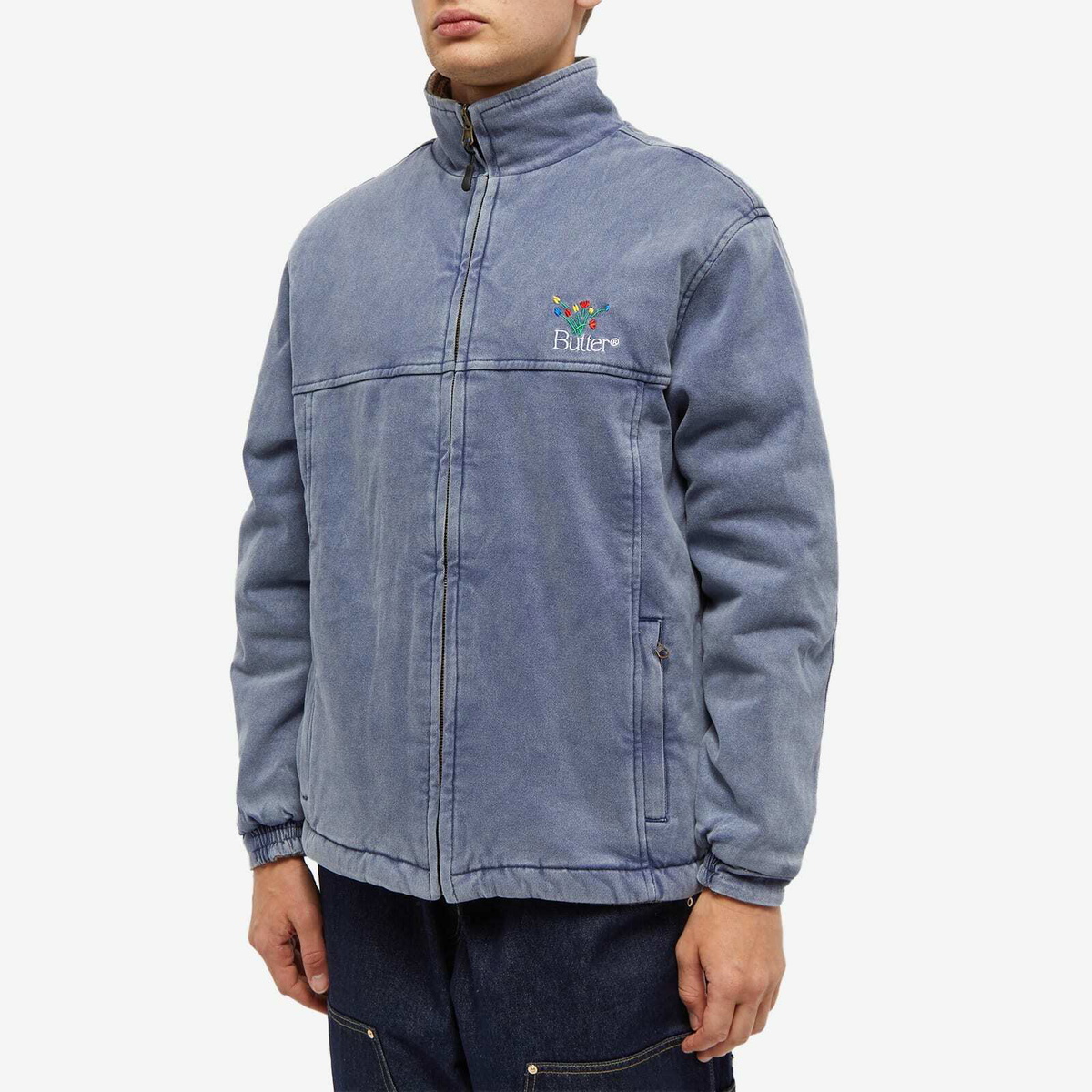 Butter Goods Men's Reversible Boquet Zip Through Jacket in Navy
