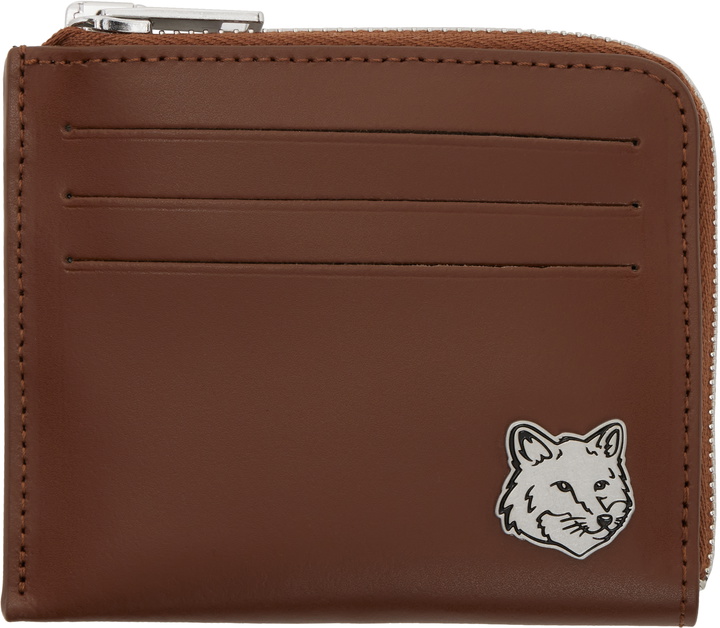 Photo: Maison Kitsuné Brown Fox Head Zipped Card Holder