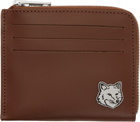 Maison Kitsuné Brown Fox Head Zipped Card Holder
