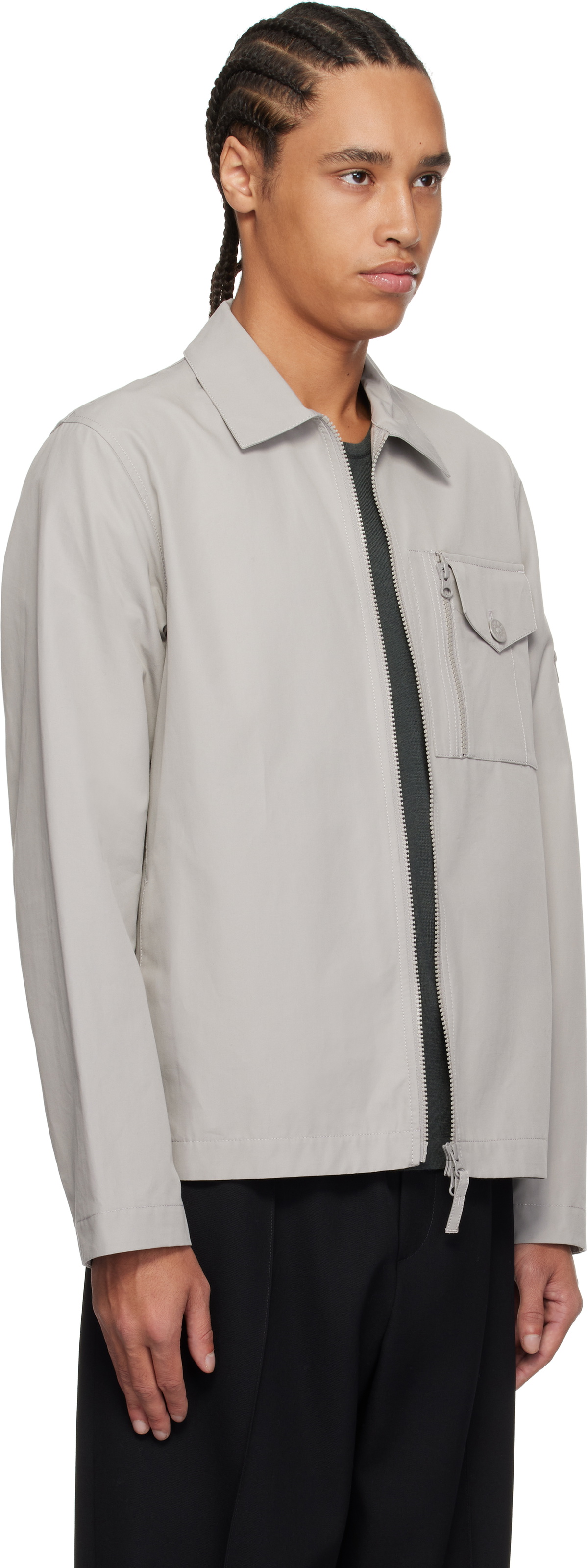 Stone Island Gray Weatherproof Cotton Canvas Ghost Jacket Stone Island