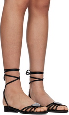 Les Petits Joueurs Black Kaia Flat Sandals
