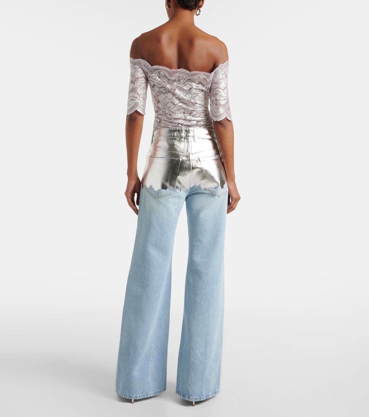 Rabanne Metallic wide-leg jeans