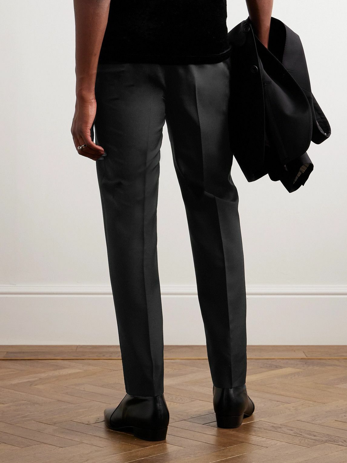 Alexander McQueen - Slim-Fit Pleated Wool and Mohair-Blend Suit Trousers -  Black Alexander McQueen