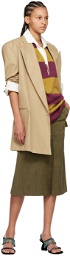 Dries Van Noten Brown Pleated Midi Skirt