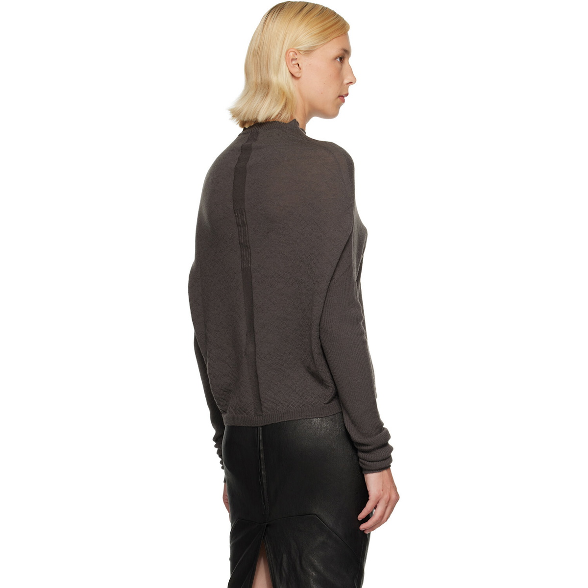 Rick Owens Gray Tower Crater Knit Sweater