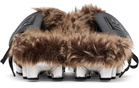 BALMAIN Silver & Green Half Time Faux Fur-Lined Mule Slip-on Loafers