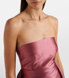 Solace London Draped strapless satin gown
