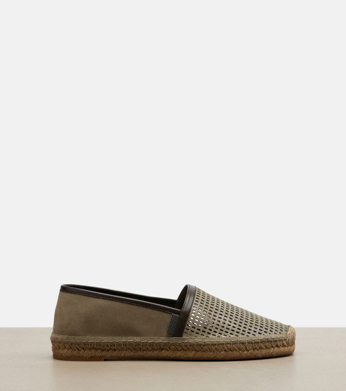 Brunello Cucinelli Perforated leather and suede espadrilles