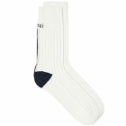 Sacai Men's Logo Rib Socks in Off White