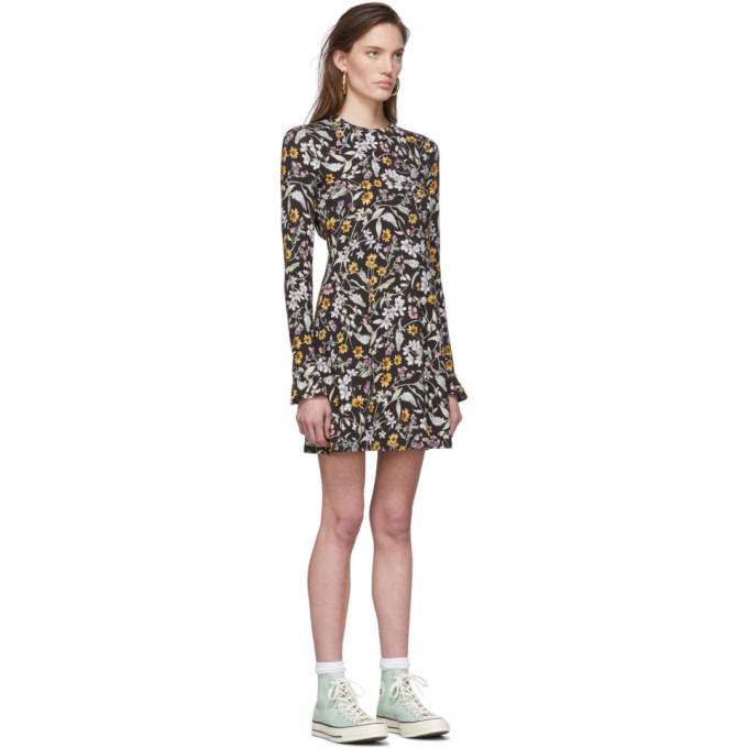 Les Reveries Black Floral Open-Back Dress