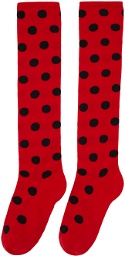 Marni Red & Black Polka Dots Socks