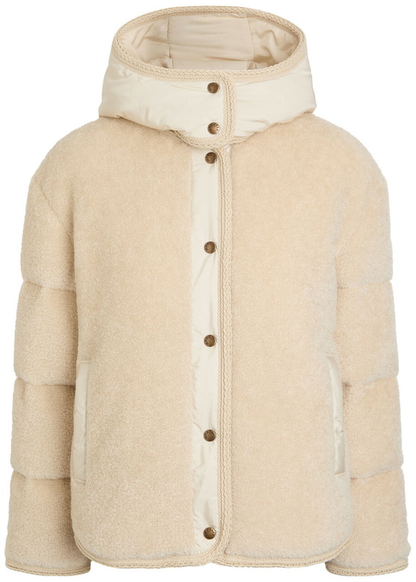 Photo: Moncler Ciboulette Braided-trim Padded Fleece Parka Coat Cream