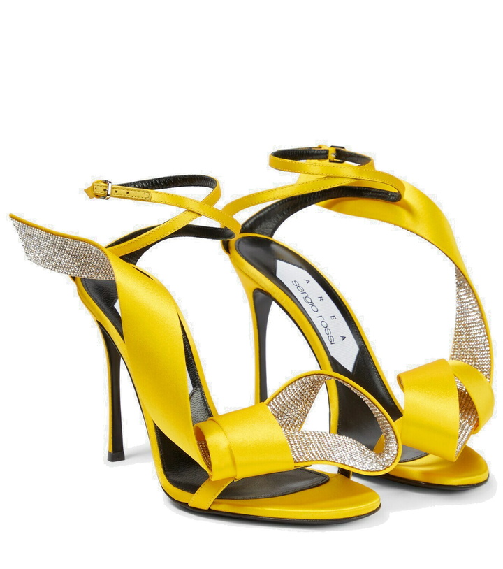 Photo: Area x Sergio Rossi Marquise embellished satin sandals
