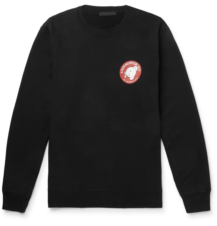 Photo: Undercover - Logo-Print Loopback Cotton-Jersey Sweatshirt - Black