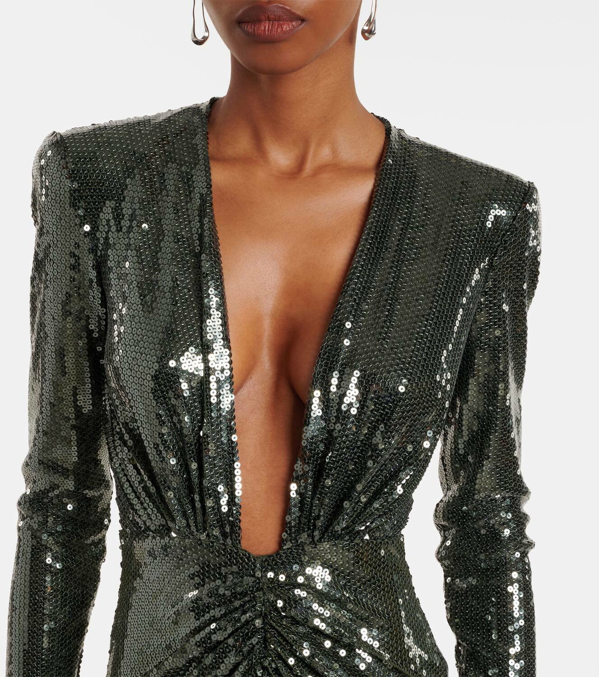 Alex Perry Gathered sequined gown