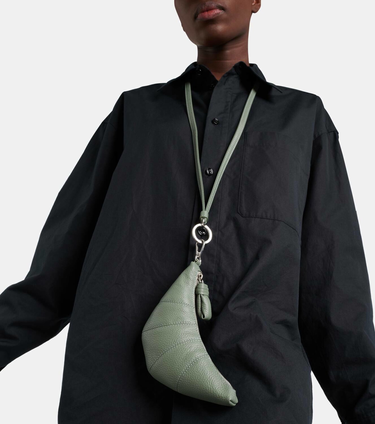 Lemaire Croissant leather coin purse with strap Lemaire