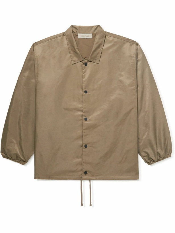 Photo: FEAR OF GOD ESSENTIALS - Logo-Flocked Shell Jacket - Brown