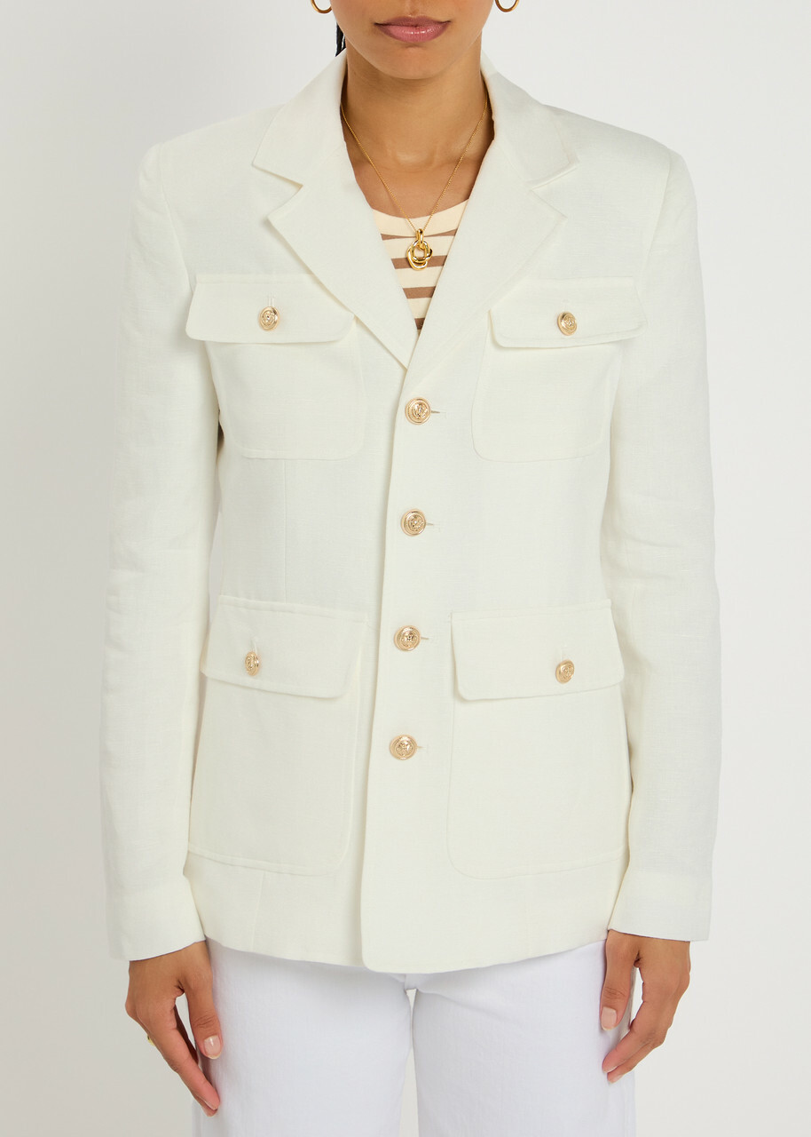 Paige Reign Linen-blend Blazer White