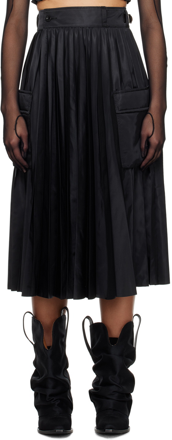 sacai Black Wrap Midi Skirt Sacai