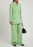 Erdem Wide-leg Twill Trousers Light Green