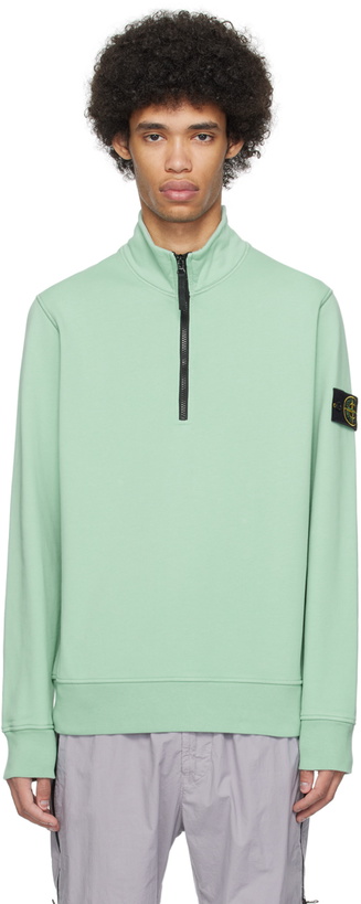 Photo: Stone Island Green Half-Zip Sweatshirt