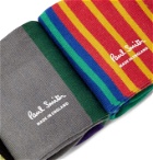 PAUL SMITH - Three-Pack Striped Stretch-Cotton Blend Socks - Multi