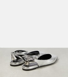 Tom Ford Padlock metallic leather slingback flats