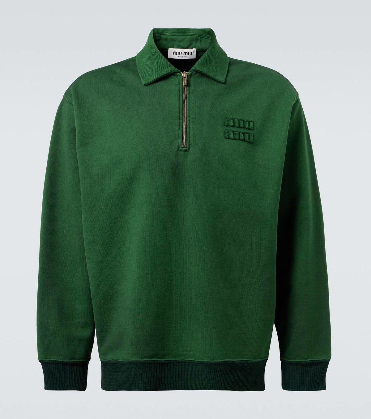 Miu Miu Logo embroidered cotton jersey sweatshirt