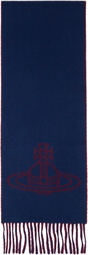 Vivienne Westwood Navy & Red Single Orb Double Scarf