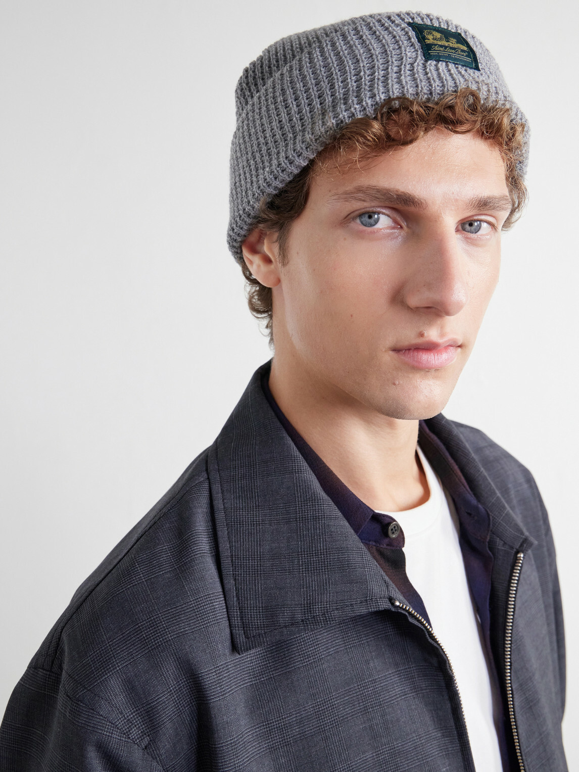Aimé Leon Dore - Logo-Appliquéd Waffle-Knit Beanie - Gray