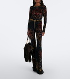 Etro Devoré floral sheer flared pants