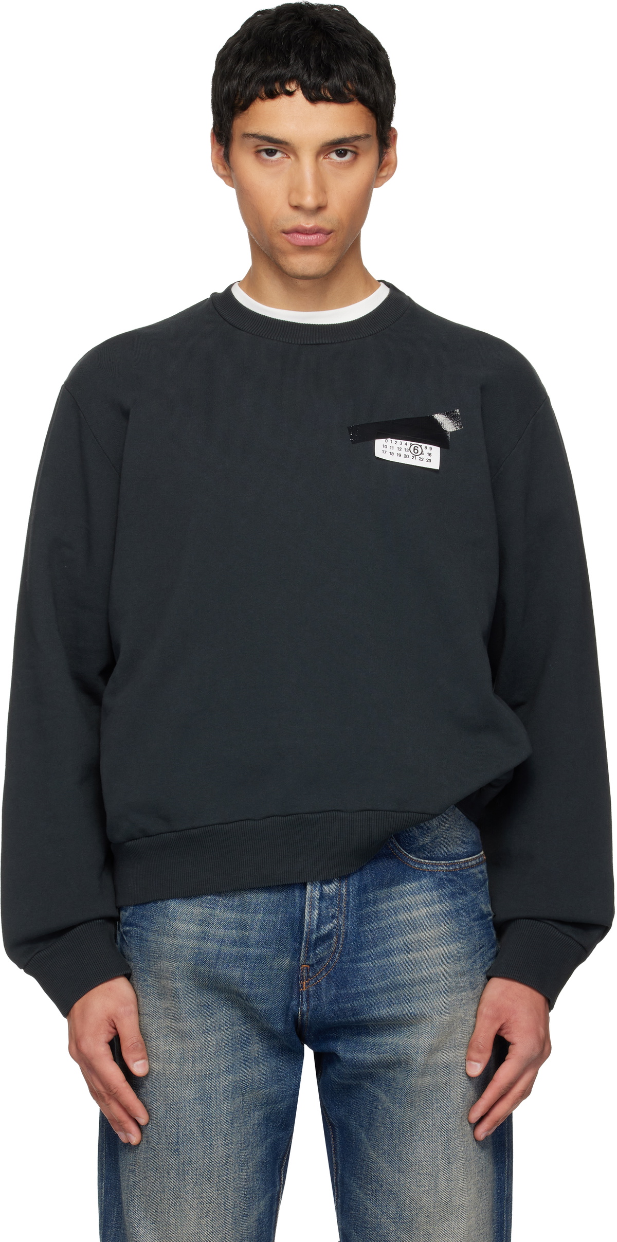 MM6 Maison Margiela Black Numeric Logo Sweatshirt