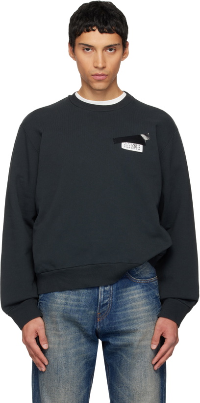 Photo: MM6 Maison Margiela Black Numeric Logo Sweatshirt