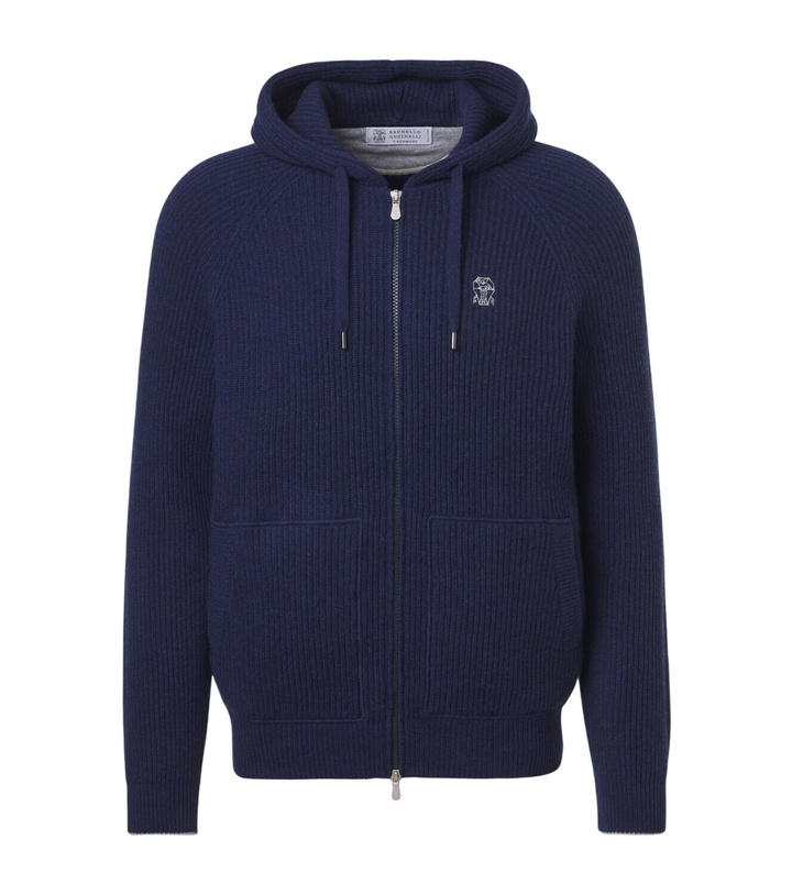 Photo: Brunello Cucinelli Ribbed-knit cashmere zip-up cardigan