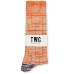 The Workers Club - Mélange Cotton and Nylon-Blend Socks - Orange