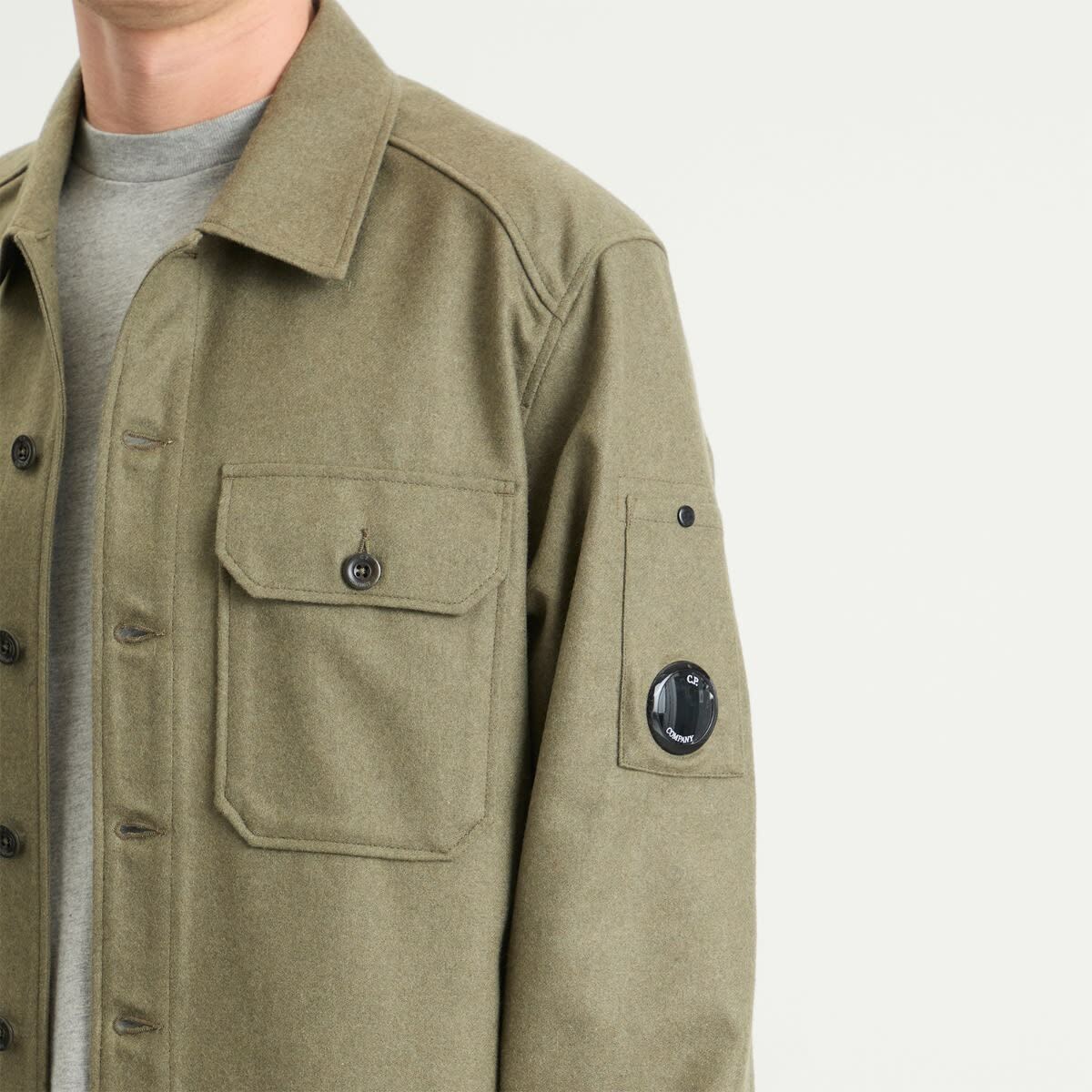 C.P. Company Men's Felt Lens Overshirt in Capers