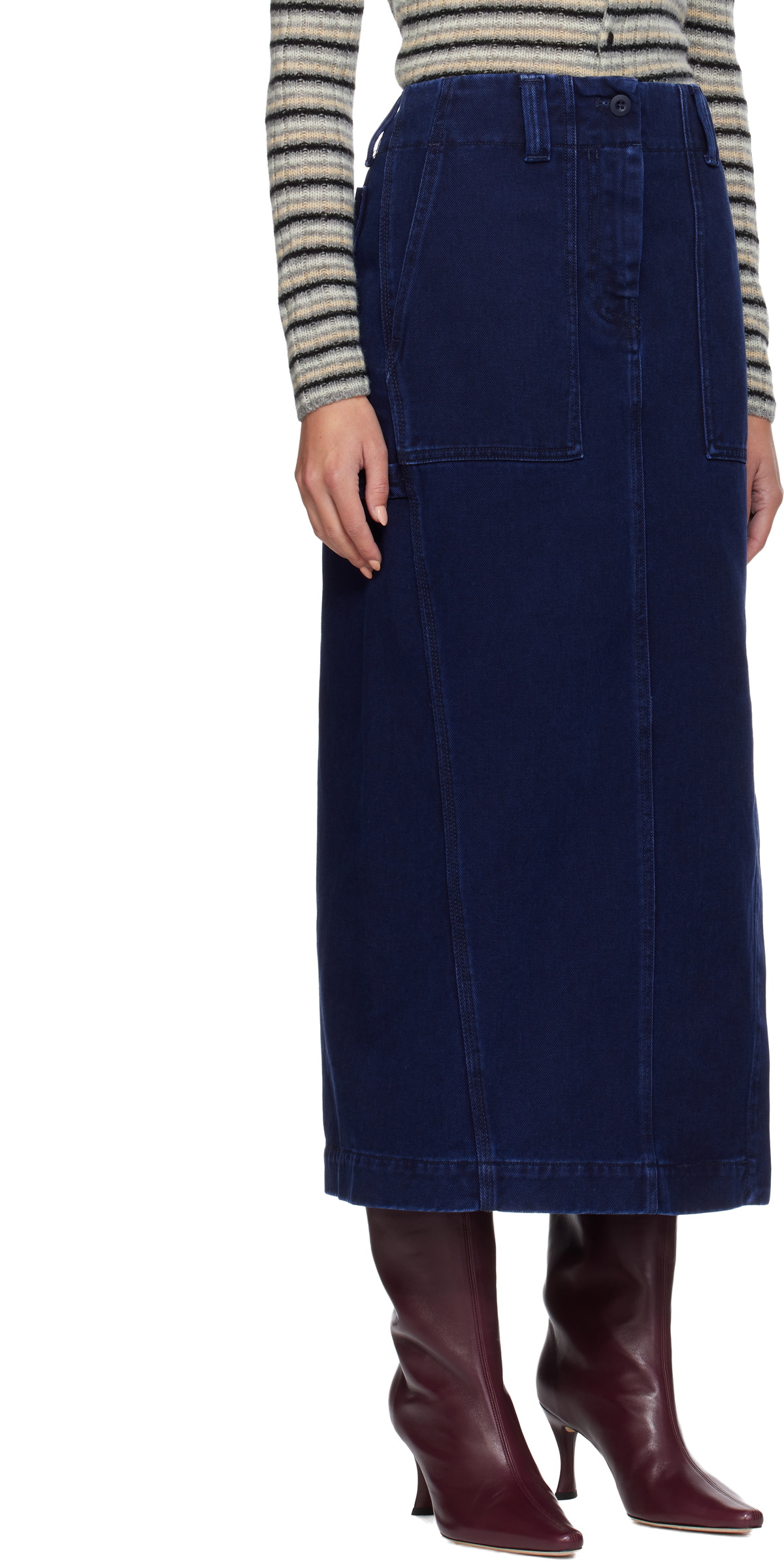 Weekend Max Mara Navy Valika Denim Maxi Skirt