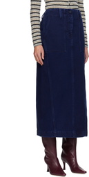 Weekend Max Mara Navy Valika Denim Maxi Skirt