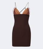 Nensi Dojaka Tulle-trimmed ruched jersey minidress